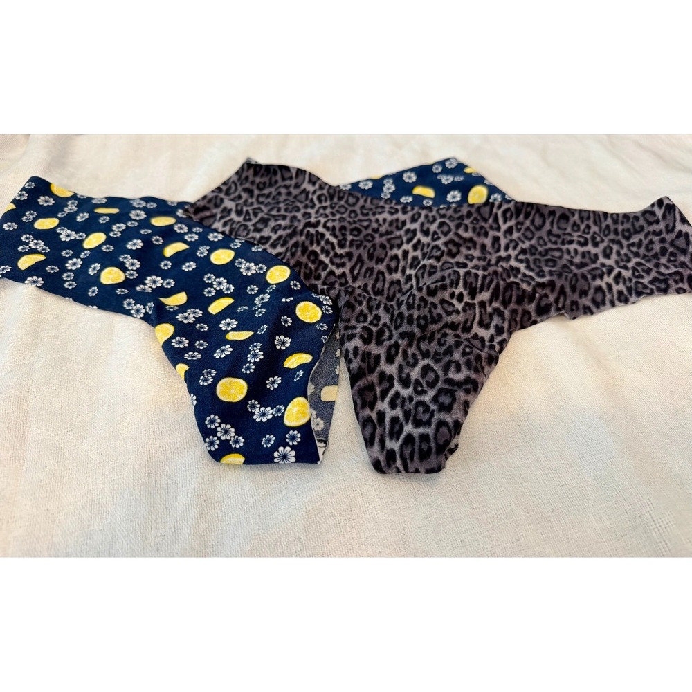 Victoria's Secret Panties Thong Leopard and Lemon Prints set of 2 Size L/170/80A